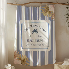Manta Polar Beach House Blue Stripes Coastal Boho Farmhouse