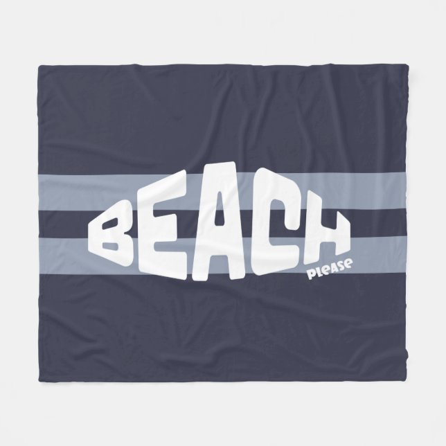 Manta Polar Beach Please Navy Blue and White (Frente (Horizontal))
