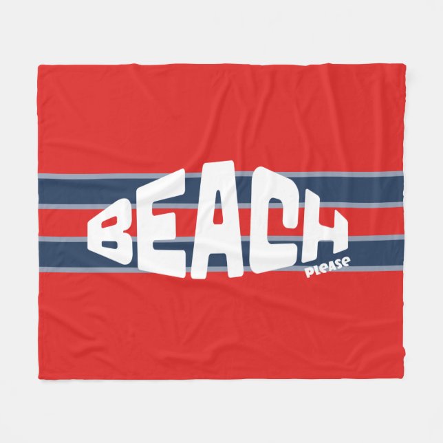 Manta Polar Beach Please Red & Navy Blue Stripe (Frente (Horizontal))