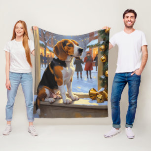 Manta Polar Beagle Con Luces Navideñas Festivo