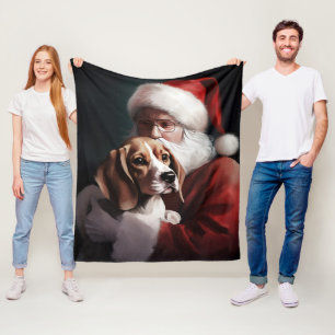 Manta Polar Beagle con Navidades festivos de Santa Claus