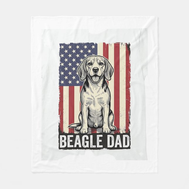 Manta Polar Beagle Dad Patriotic Vintage Dog Shirt Design_1 (Anverso)