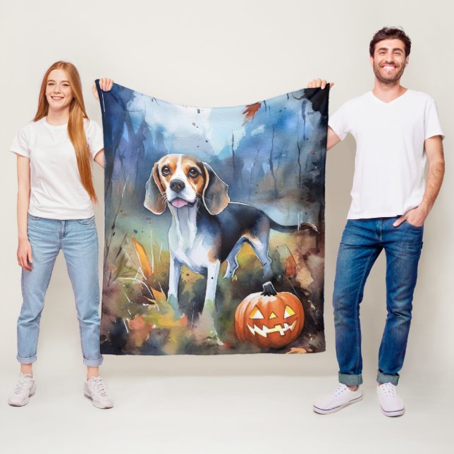 Manta Polar Beagle de Halloween con calabazas aterradoras (In situ)