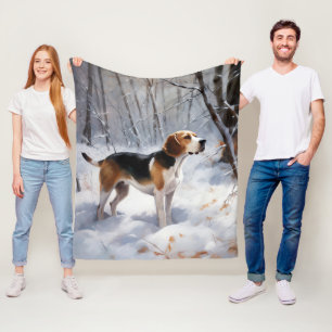 Manta Polar Beagle Deja que nieve Navidad