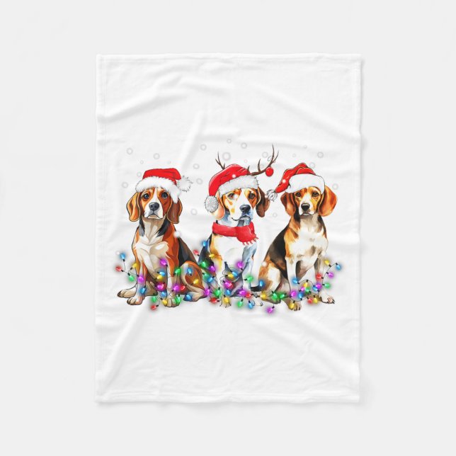 Manta Polar Beagle Dog Christmas Lights Cute Pet Matching Fami (Anverso)