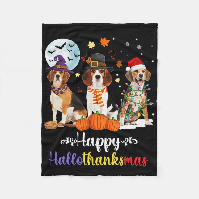 Manta Polar Beagle Dog Halloween Feliz Navidad Halloth (Anverso)