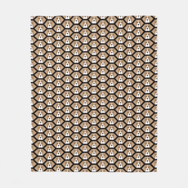Manta Polar Beagle Face Honeycomb Pattern Fleece Blanket (Anverso)
