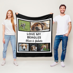 Manta Polar Beagle Lovers Personalizado Cachorro y Collage de