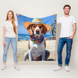 Manta Polar Beagle on Beach, regalo de verano para los amantes