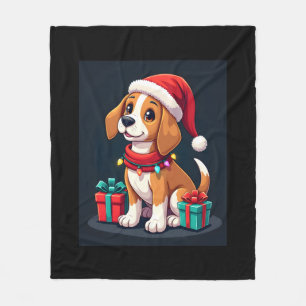 Manta Polar Beagle Xmas Encendiendo A Navidades De Perro De Sa