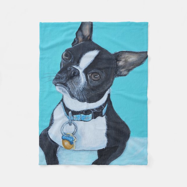 Manta Polar Beans the Boston Terrier Painting (Anverso)