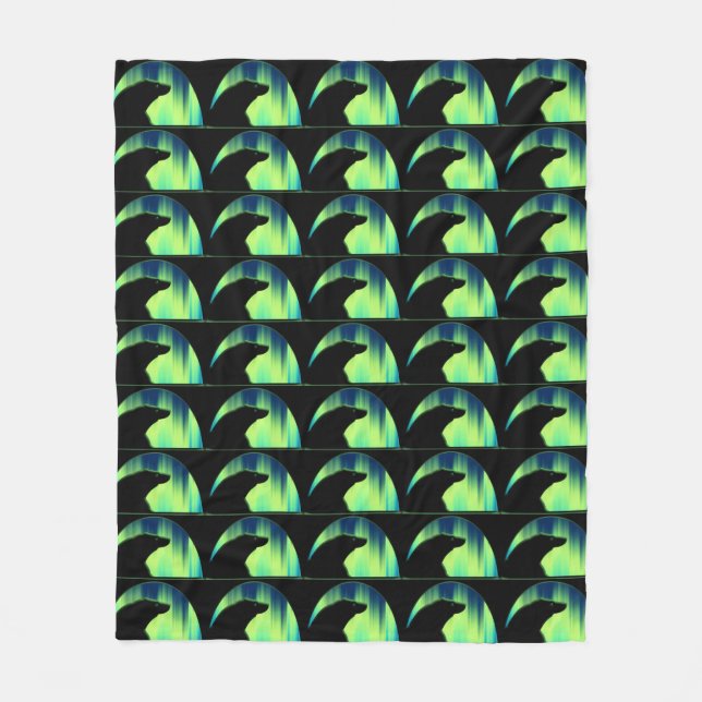 Manta Polar Bear Art Blanket Northern Lights Bear Blankets (Anverso)