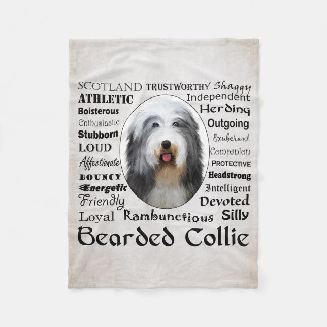Manta Polar Bearded Collie Fleece Blanket (Anverso)