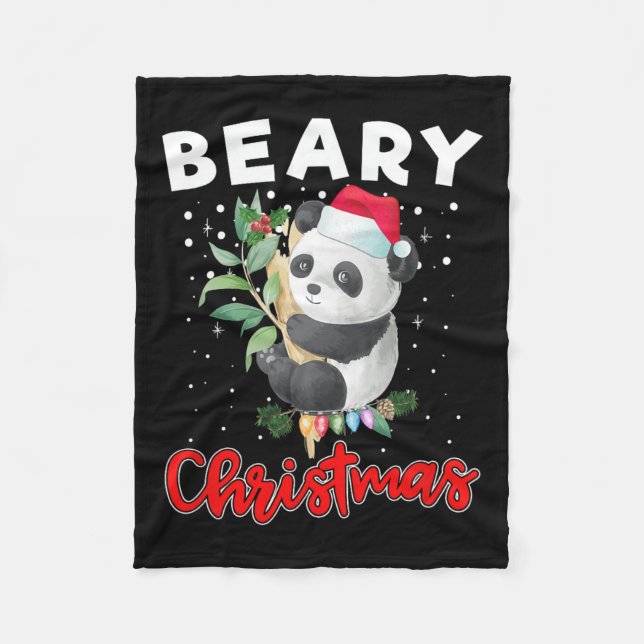 Manta Polar Beary Merry Christmas for Panda Bear Aovers Gracio (Anverso)