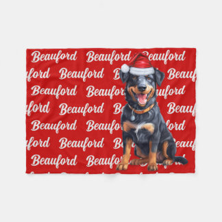 Manta Polar Beauceron en rojo con nombres de perro Navidad
