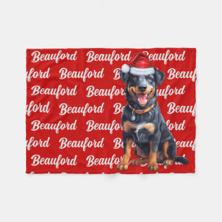 Manta Polar Beauceron en rojo con nombres de perro Navidad
