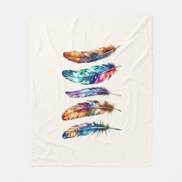 Manta Polar Beautiful Multicolor Boho Feathers - Cozy Graphic