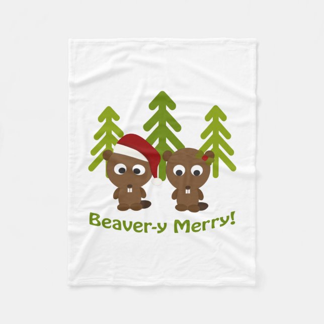 Manta Polar ¡Beaver-y Merry! Navidades Beavers (Anverso)