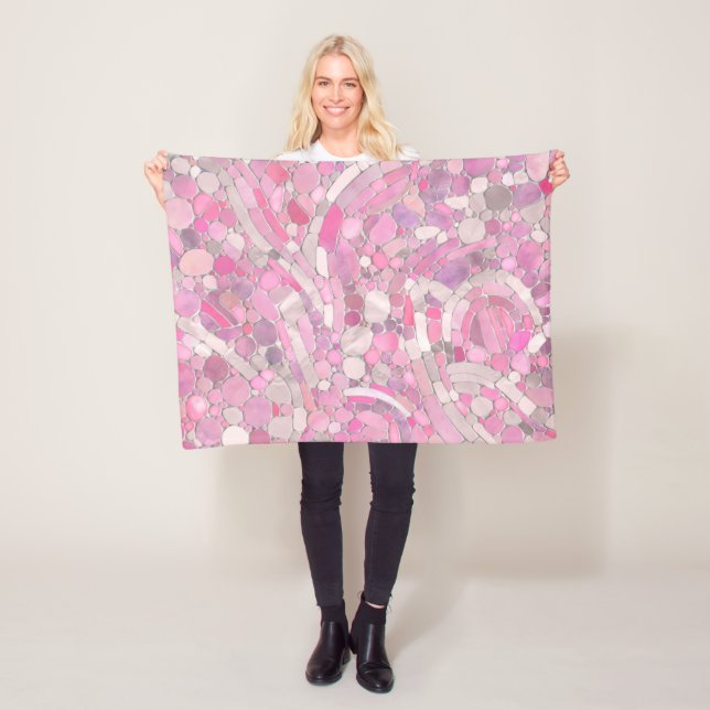 Manta Polar Bebbles Mosaic Art - Rosa Rubor Rosa (In situ)