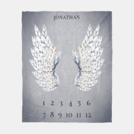 Manta Polar Bebé Ángel Azul Gris Hielo Mensual