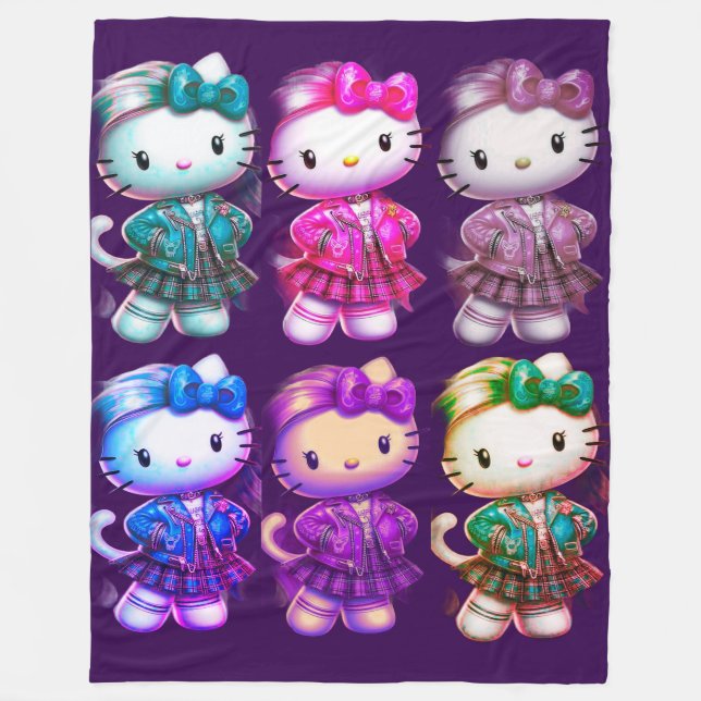 Manta Polar Bebé chica escolar Kitty Magenta Fleece Blanket (Anverso)