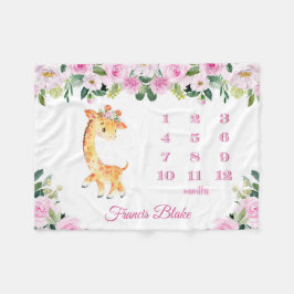 Manta Polar Bebé chica Giraffe hito abierto con nombre