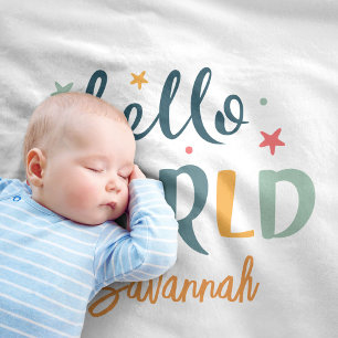 Manta Polar Bebé de baby shower con nombre personalizado neutr