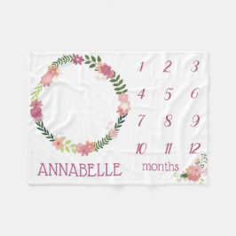 Manta Polar Bebé de flores rosadas para bebé