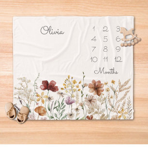 Manta Polar Bebé de hito de flor silvestre bonita acuarela