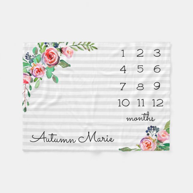 Manta Polar Bebé de hito floral (Frente (Horizontal))