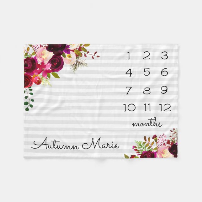 Manta Polar Bebé de hito floral (Frente (Horizontal))