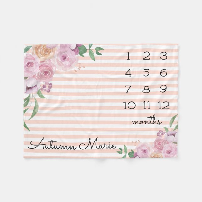 Manta Polar Bebé de hito floral (Frente (Horizontal))