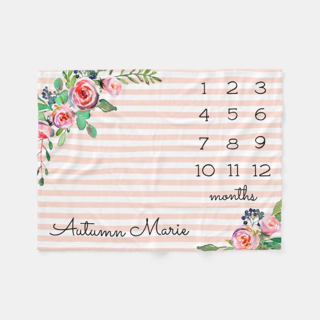 Manta Polar Bebé de hito floral (Frente (Horizontal))