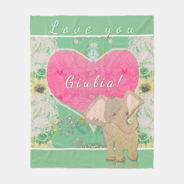 Manta Polar Bebé Elephant Heart Fleece Blanket (Anverso)