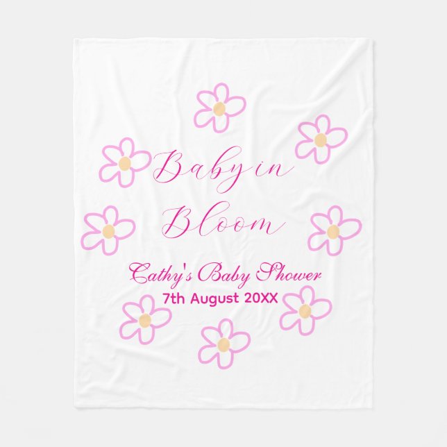 Manta Polar Bebé en flor rosa ducha bebé simple elegancia (Anverso)