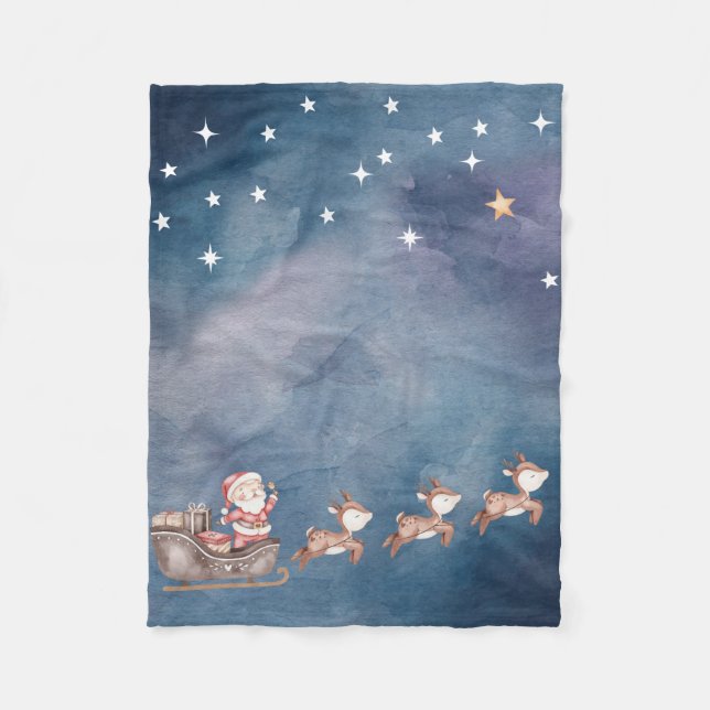 Manta Polar Bebé Fleece Blanket con Santa en trineo (Anverso)