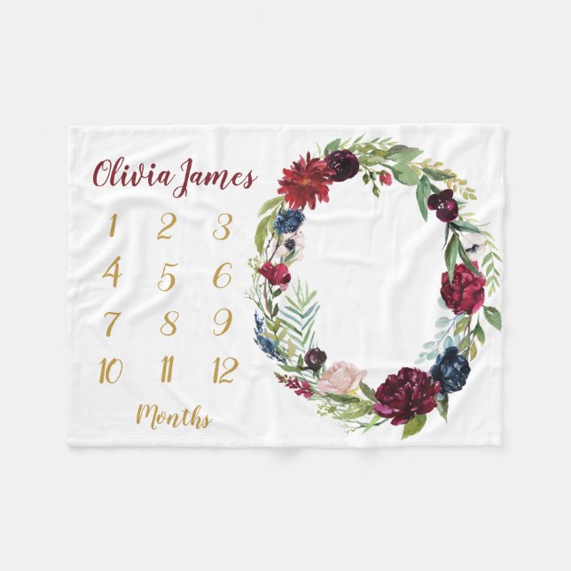 Manta Polar Bebé Floral Niña Hito Monstruo Bebé (Frente (Horizontal))