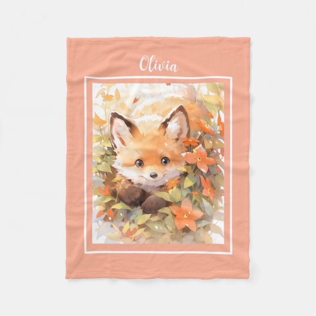 Manta Polar Bebé Fox Fleece Blanket Con Nombre (Anverso)