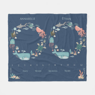 Manta Polar Bebé gemelo hito azul bajo el mar Animales