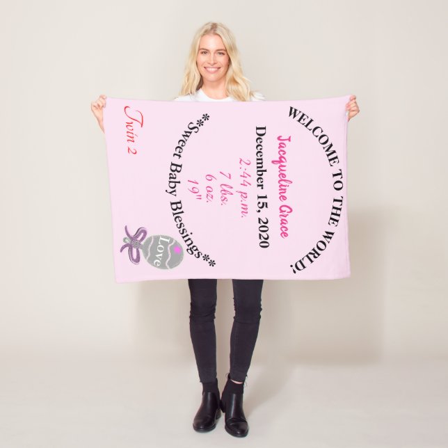 Manta Polar Bebé gemelo Niña Rosa Bebé Blanco Estrellas (In situ)