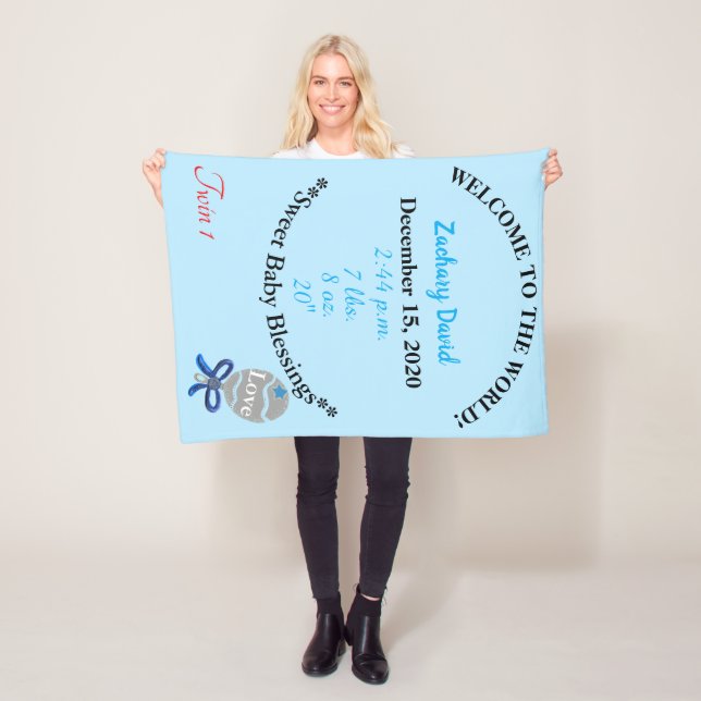 Manta Polar Bebé gemelo Rattle Blue Fleece Blanket (In situ)