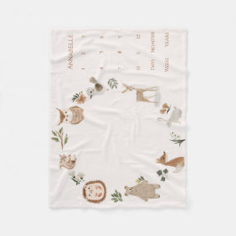 Manta Polar Bebé hito Boho Woodland Animals Wreath