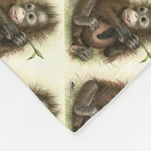 Manta Polar Bebé Orangután Con Hojas (Esquina)