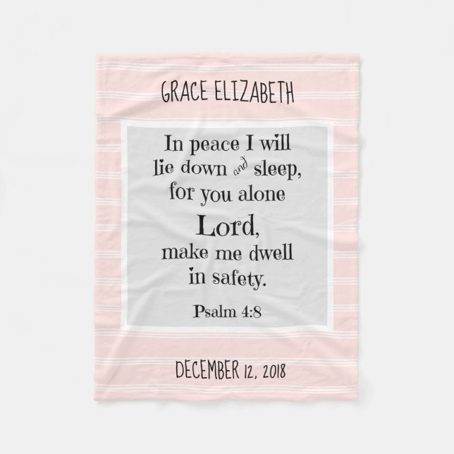 Manta Polar Bebé personalizado, con oración nocturna (Salmo 4: (Anverso)