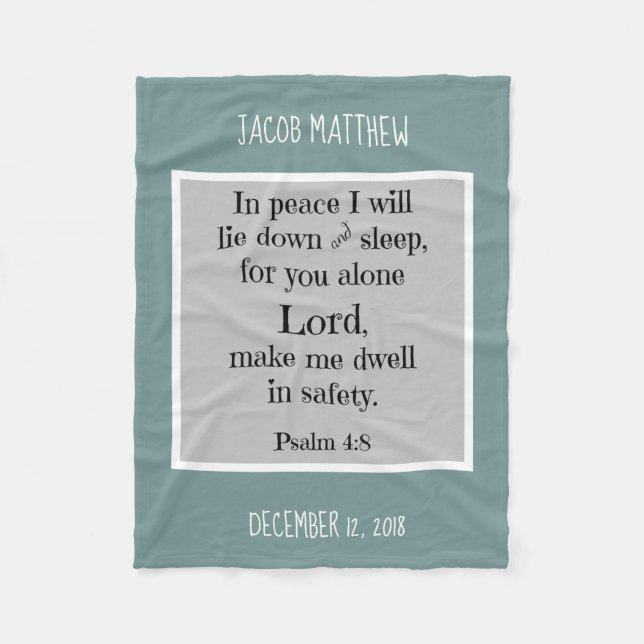 Manta Polar Bebé personalizado, con oración nocturna (Salmo 4: (Anverso)