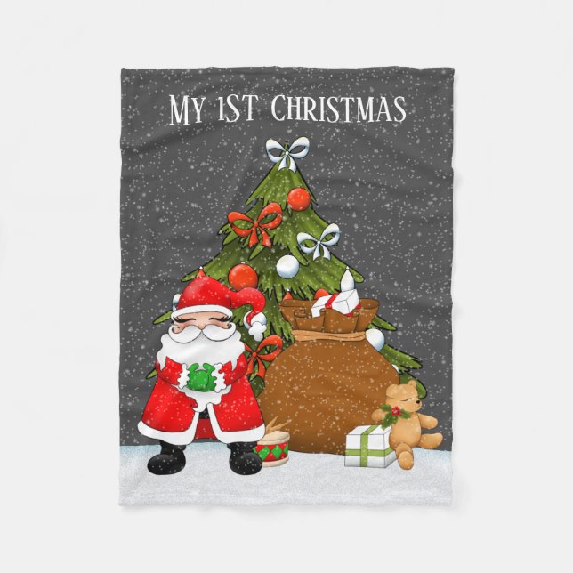 Manta Polar Bebé primera Navidad unisex Santa Holiday (Anverso)