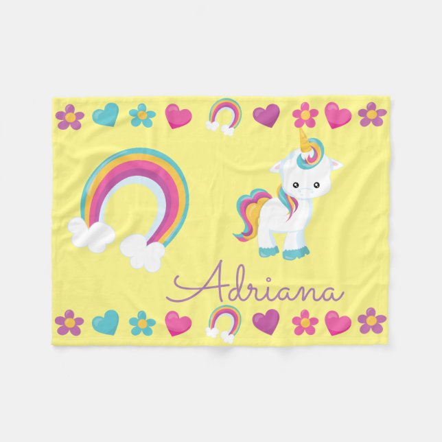 Manta Polar Bebé unidosis y arcoiris con sueño personalizado (Frente (Horizontal))