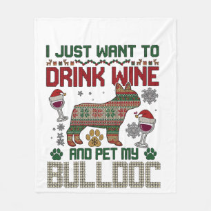 Manta Polar Bebe Vino Bulldog Perro Jersey Feo Sombrero de San