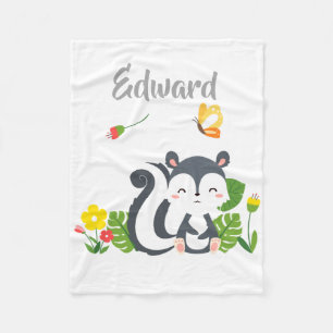 Manta Polar Bebé zorrillo, mariposa y flores