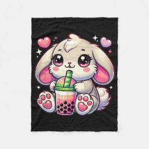 Manta Polar Bebida de conejo Bunny Pink Bo Milk Tea Kawaii Mem